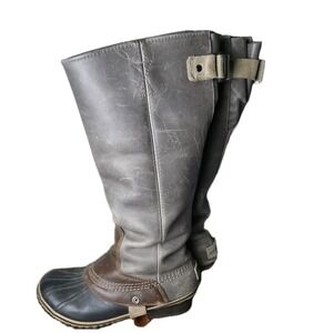 SOREL SLIMPACK TALL 8 Equestrian Riding Shale Gray  EUC Waterproof RARE BUCKLE